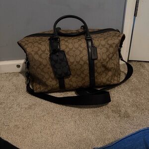 Coach Signature Brown and Black Duffel Bag w/2 luggage tags